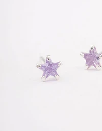 Sterling Silver Cubic Zirconia Star Stud Earrings