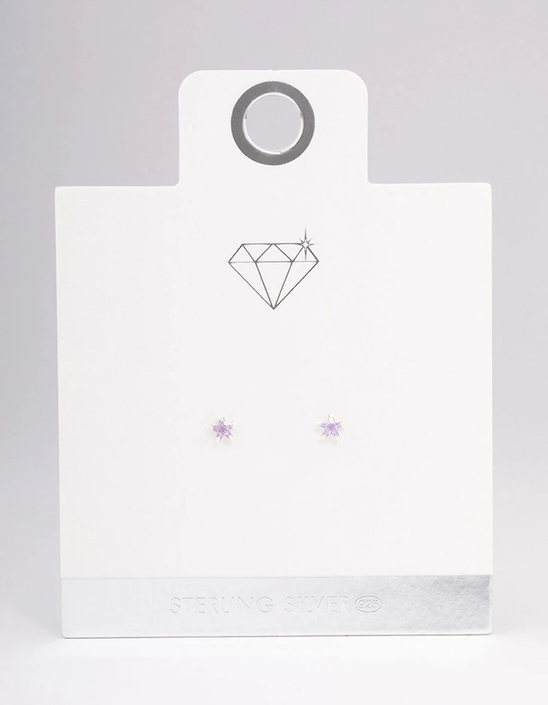Sterling Silver Cubic Zirconia Star Stud Earrings