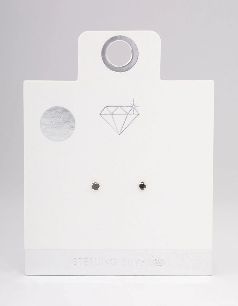Sterling Silver Black Stud Earrings