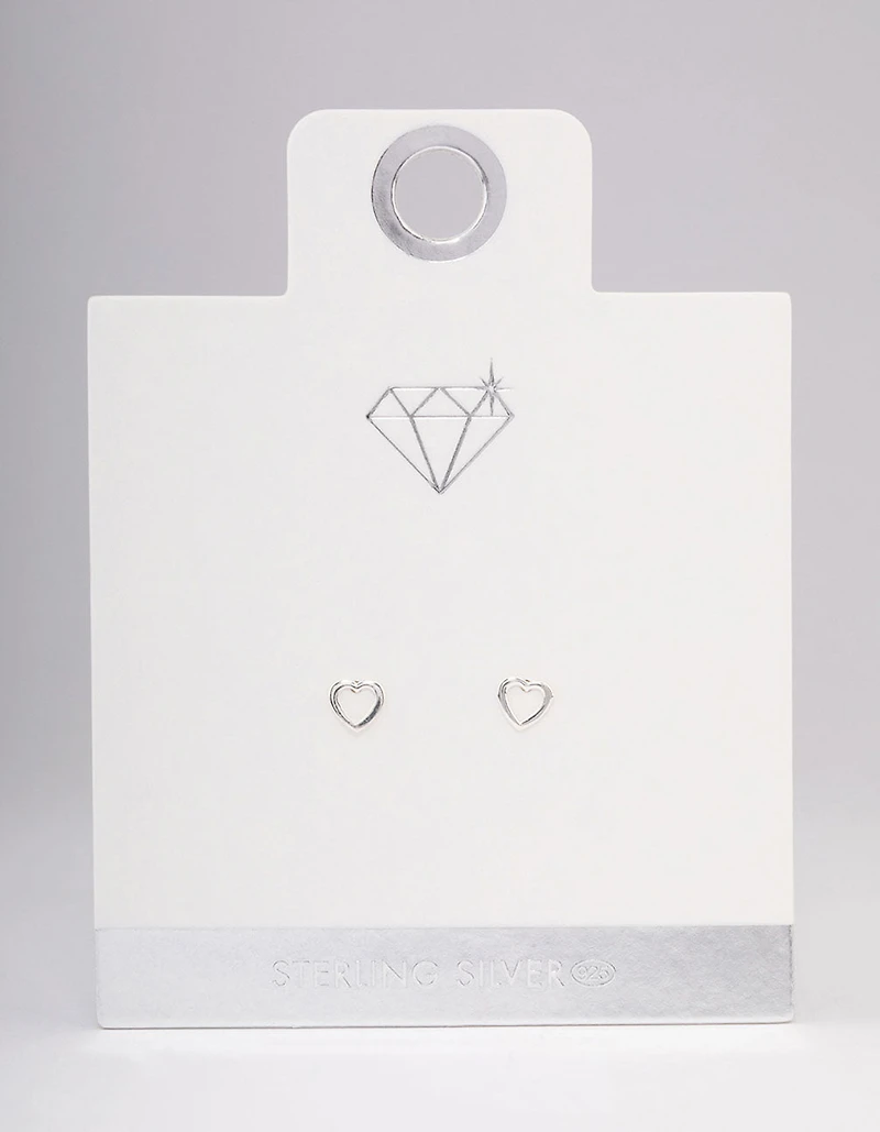 Sterling Silver Open Heart Stud Earrings