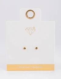 Gold Plated Sterling Silver Diamante Stud Earrings