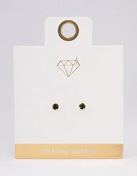 Gold Plated Sterling Silver Diamante Stud Earrings 4mm