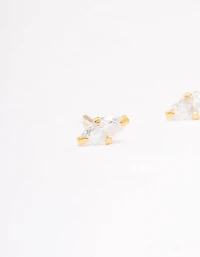 Gold Plated Sterling Silver Baby Marquise Stud Earrings