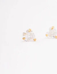 Gold Plated Sterling Silver Cubic Zirconia Heart Stud Earrings