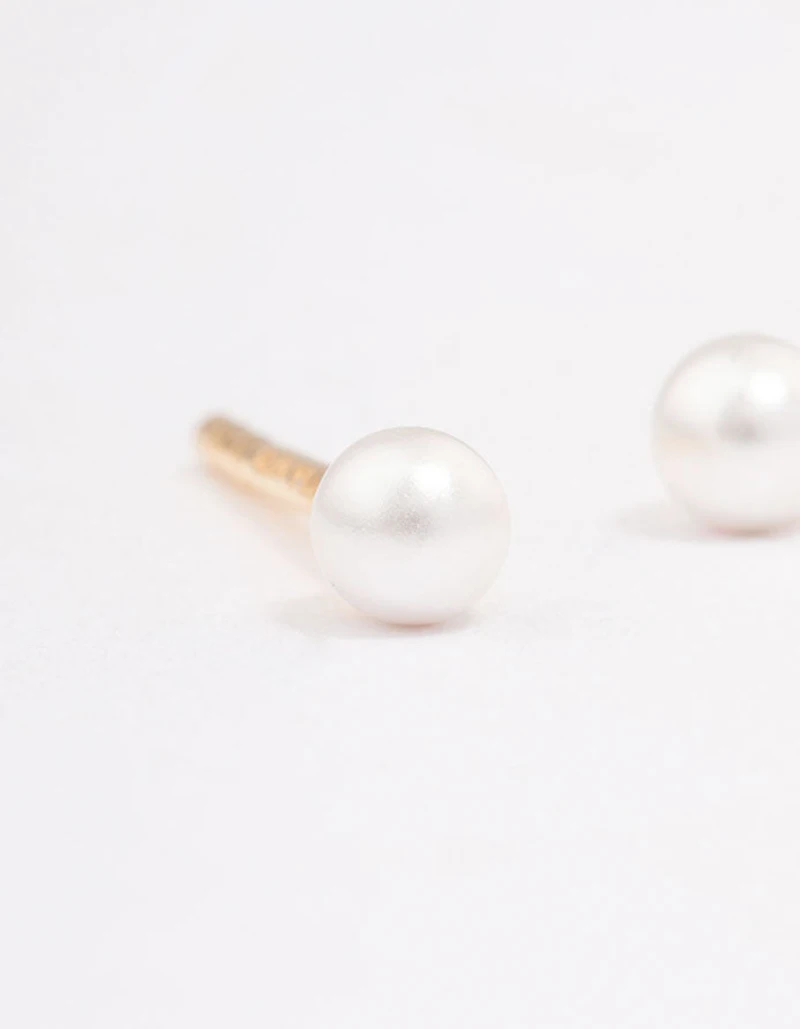 Boucles d’oreilles à clous en argent sterling plaqué or et perlée 3 mm