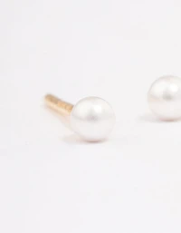 Boucles d’oreilles à clous en argent sterling plaqué or et perlée 3 mm
