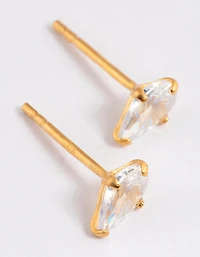 Gold Plated Sterling Silver Pear Cubic Zirconia Stud Earrings