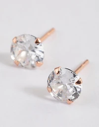 Rose Gold Plated Sterling Silver Cubic Zirconia Stud Earrings