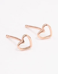 Rose Gold Plated Sterling Silver Open Heart Stud Earrings