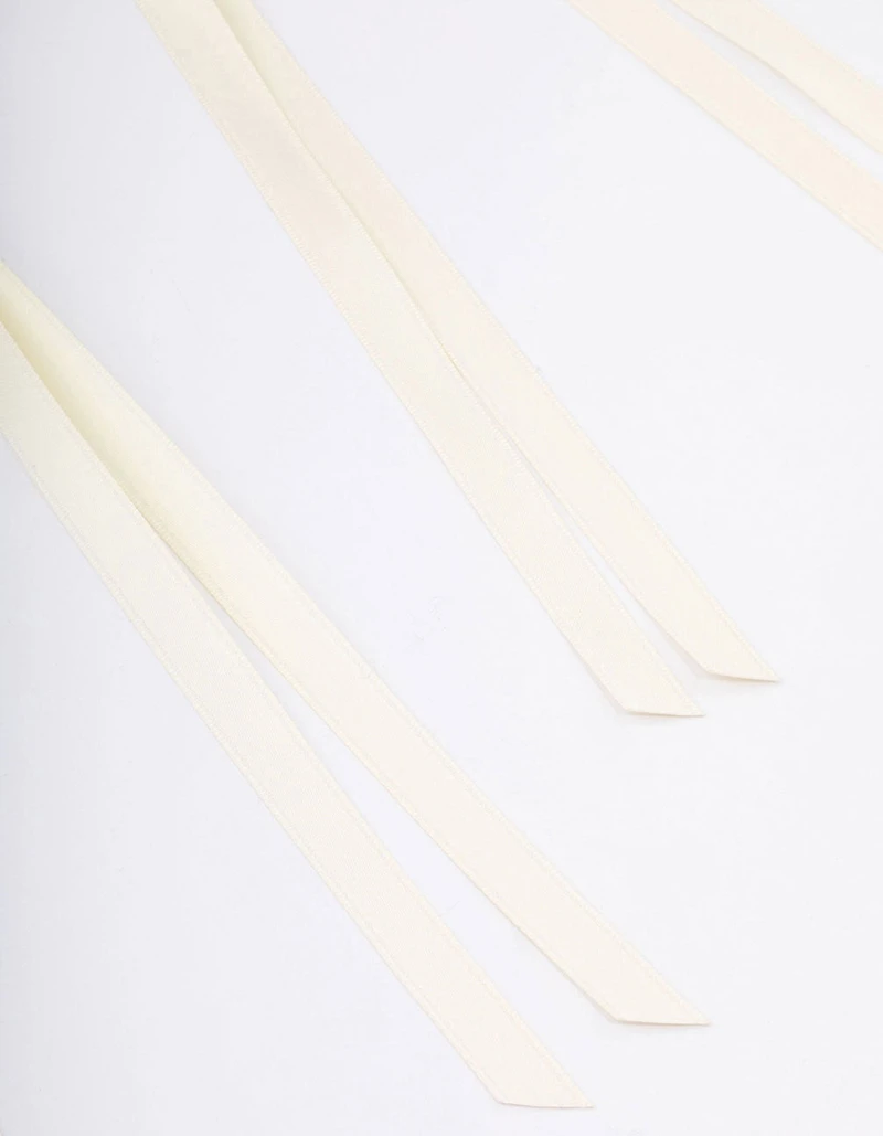 Cream Fabric Wide Skinny Hair Bow Pack