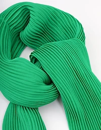 Fabric Green Pleated Satin Scarf