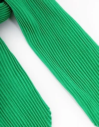 Fabric Green Pleated Satin Scarf