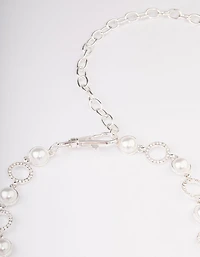 Silver Pearl & Diamante Open Circle Belt
