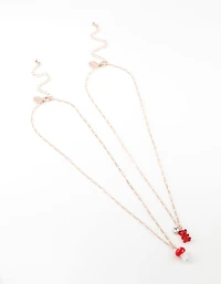 Rose Gold Teddy & Mushroom Necklace Pack