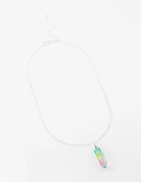 Silver Rainbow Wrapped Shard Necklace