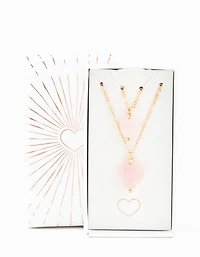 Gold Semi-Precious Mini Heart Necklace Pack