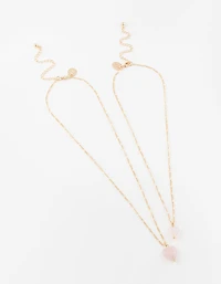 Gold Semi-Precious Mini Heart Necklace Pack