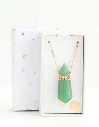 Gold Green Semi-Precious Stone Bottle Necklace
