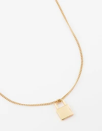 Gold Plated Padlock Short Necklace