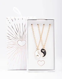 Gold Heart Yin & Yang Necklace Pack
