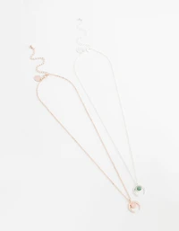 Mixed Metal Semi-Precious Crescent Necklace Pack