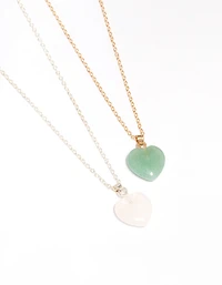 Mixed Metal Semi-Precious Heart Necklace Pack