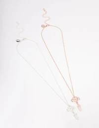 Mixed Metal Semi-Precious Infinity Necklace Pack