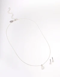 Silver Pear Solitaire Jewellery Set
