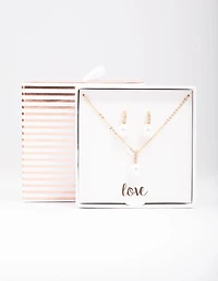 Gold Diamante Pearl Jewellery Set