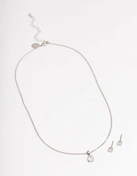 Silver Cubic Zirconia Solitaire Jewellery Set