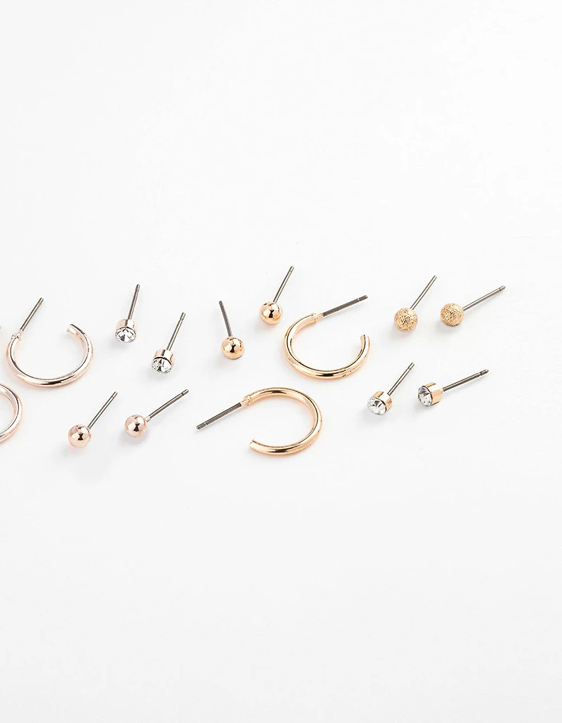 Mixed Metal Sandblast Stud & Hoop Earring 12-Pack