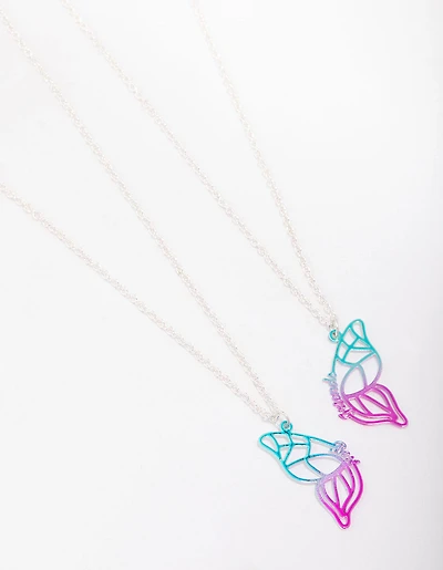 Silver Best Friend Butterfly Necklace Pack