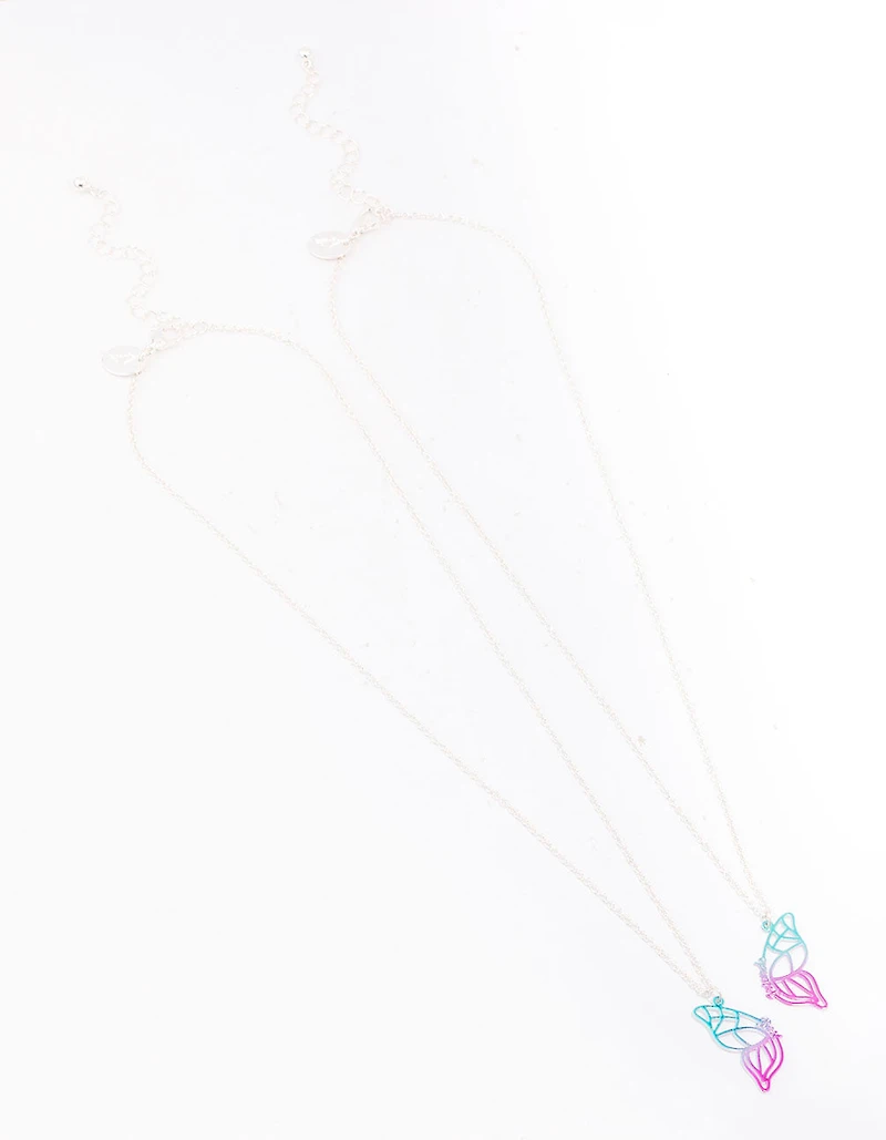 Silver Best Friend Butterfly Necklace Pack