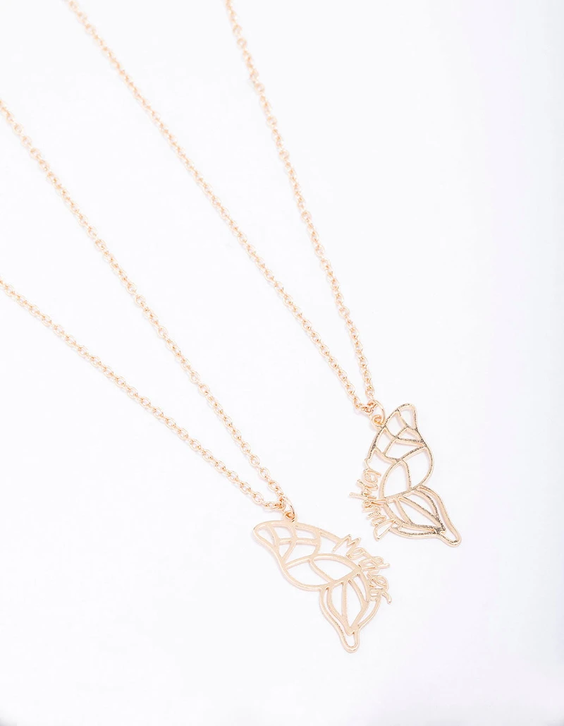 Pack de colliers papillons en or Maman & Fille
