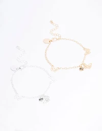 Mixed Metal Butterfly Bracelet Pack