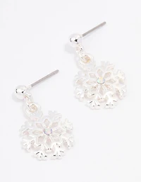 Silver Snowflake Drop Earrings