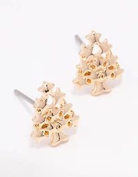 Gold Plain Christmas Tree Stud Earrings