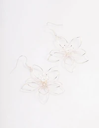 Silver Wire Pearl Drop Earrings