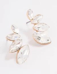 Gold Graduating Marquise Stud Earrings