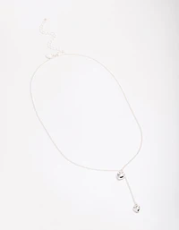 Silver Puffy Heart Drop Necklace