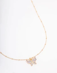 Gold Pave Ball Chain Butterfly Necklace