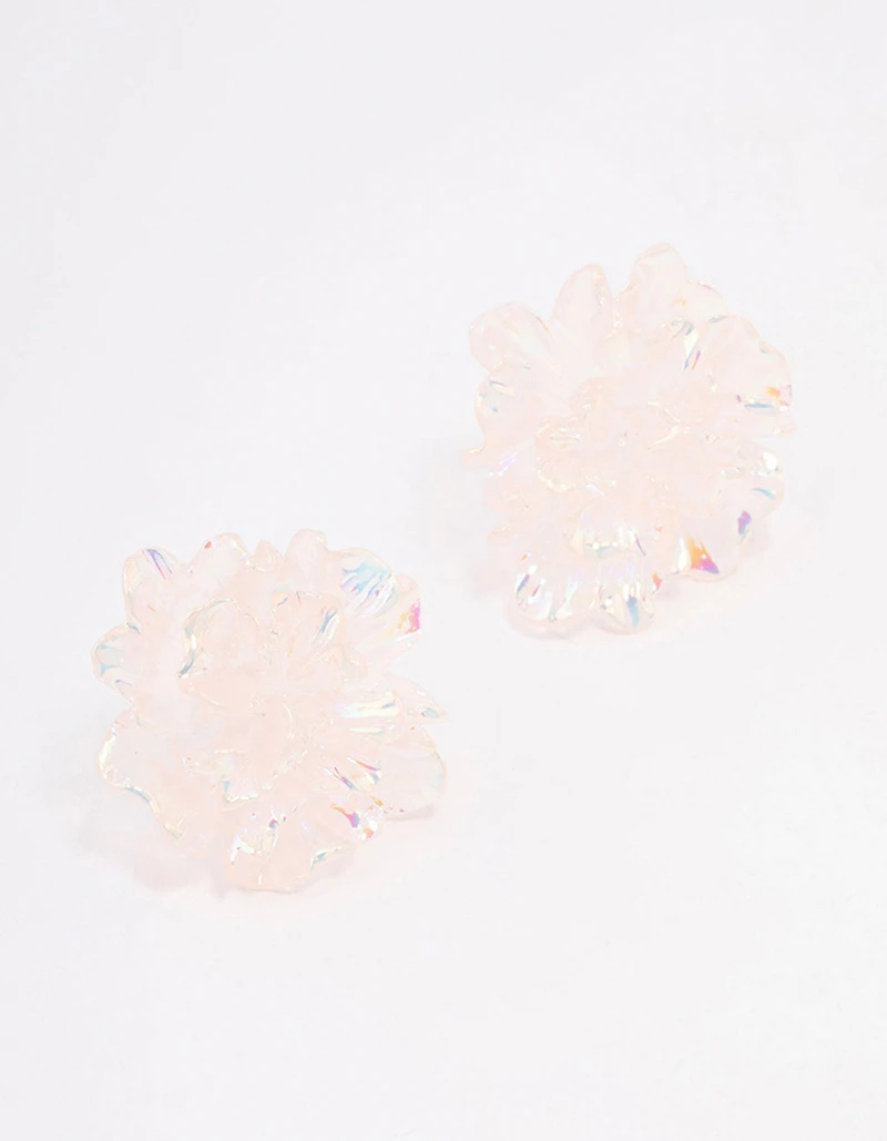 Acrylic Holographic Flower Stud Earrings
