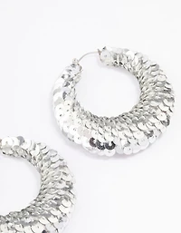 Green Large Sequin Hoop Earrings