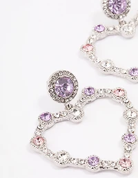 Silver Diamante Heart Drop Earrings