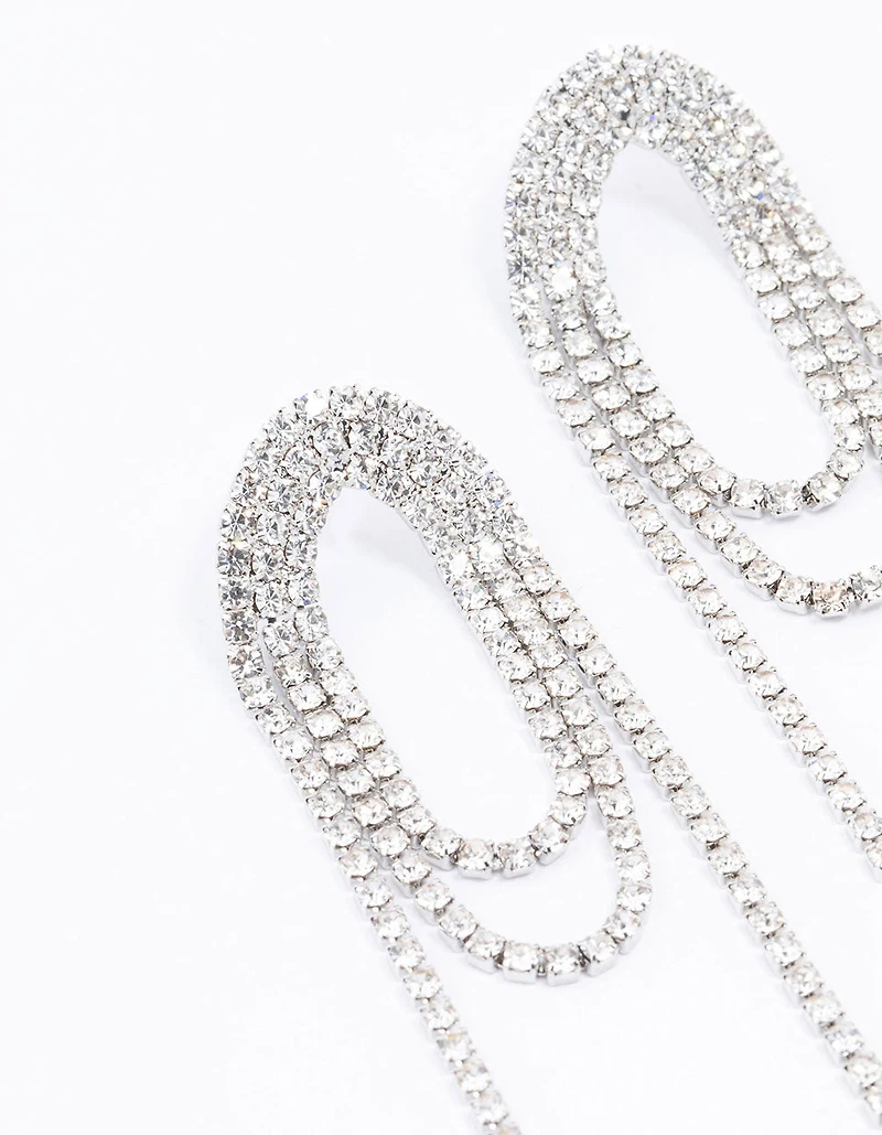 Silver Diamante Loop Drop Earrings