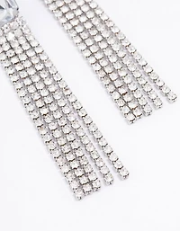 Silver Diamante Cup Chain Drop Earrings