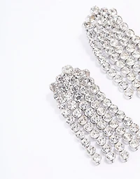 Silver Multi Row Cup Chain Drop Earrings
