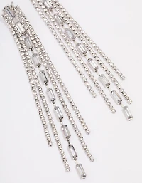 Silver Mixed Diamante Cup Chain Drop Earrings