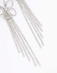 Silver Diamante Flower  Cup Chain Drop Earrings