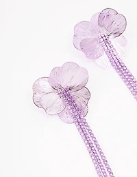 Purple Flower Cup Chain Drop Earrings